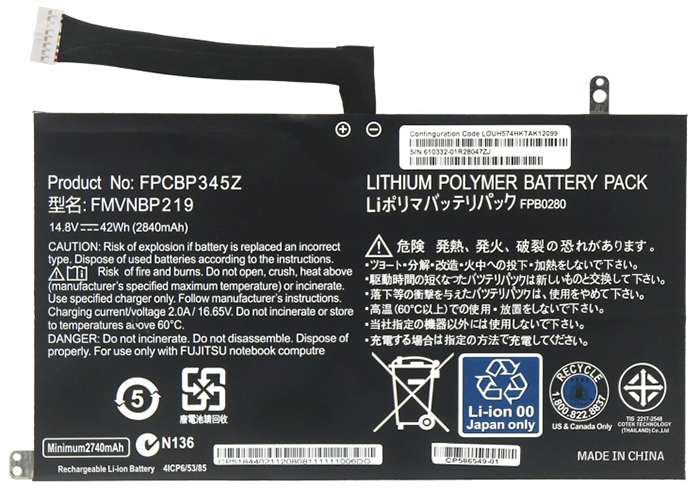 Remplacement Batterie PC PortablePour FUJITSU FPB0280