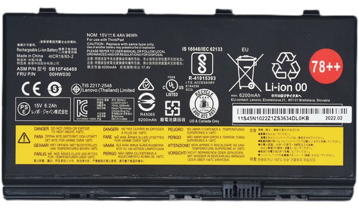 Remplacement Batterie PC PortablePour lenovo ThinkPad P72